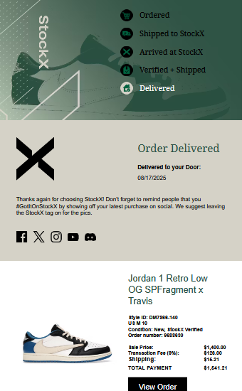 StockX Email Preview